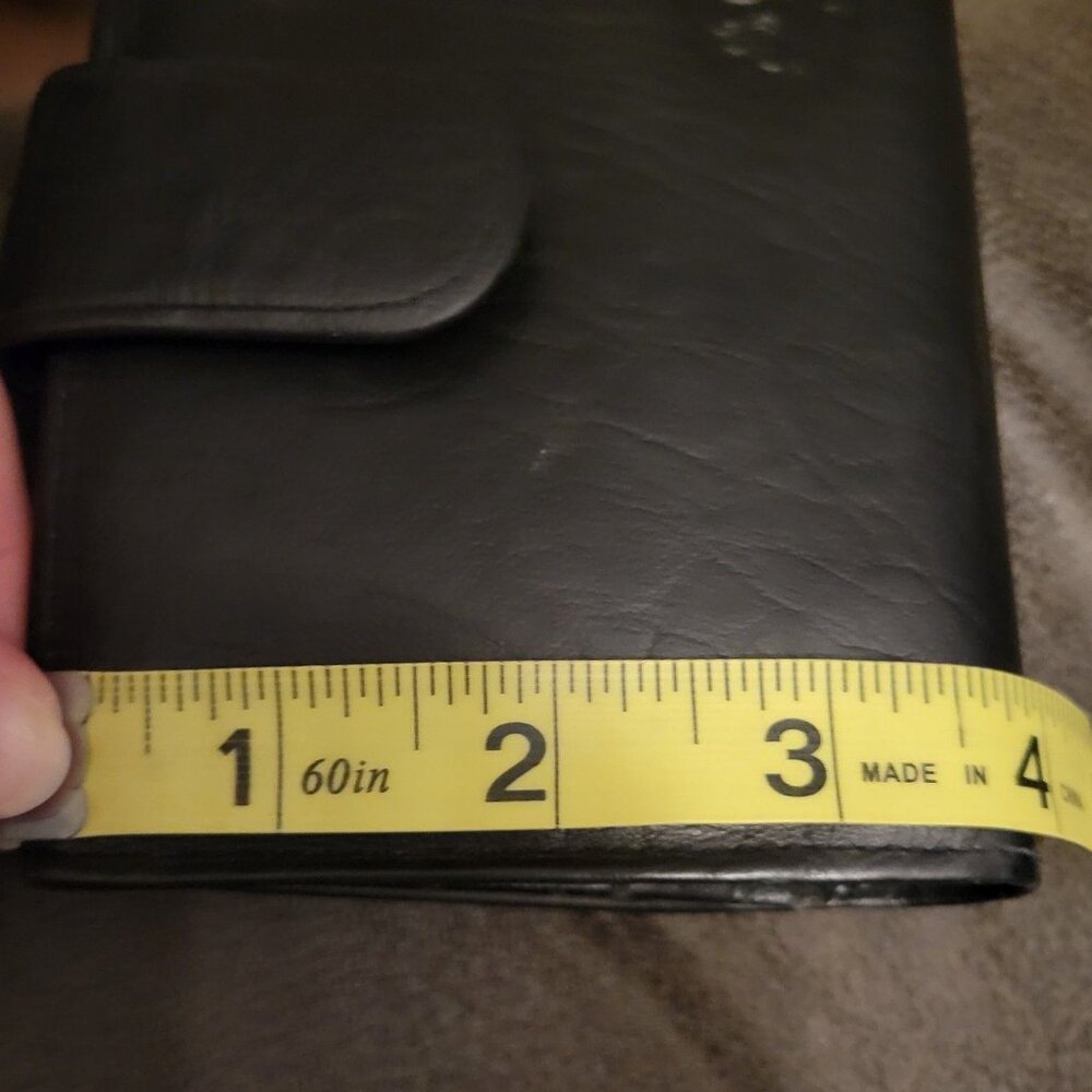 Buxton Leather BiFold Wallet Snap Kisslock Coin Black Top Grain Cowhide Vintage - Picture 13 of 16